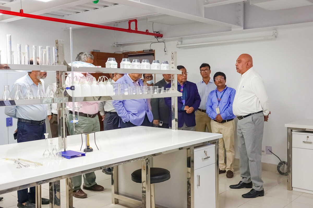 Bangladeshi students collaborating in a research lab